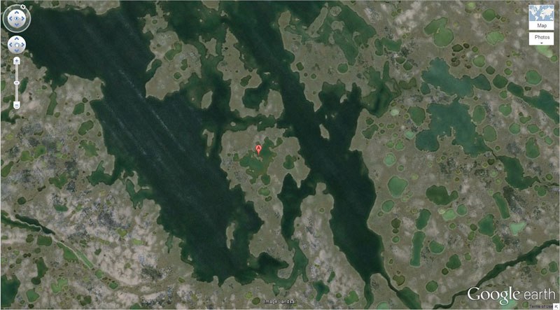 Google Map picture of an island in a lake in an island in a lake